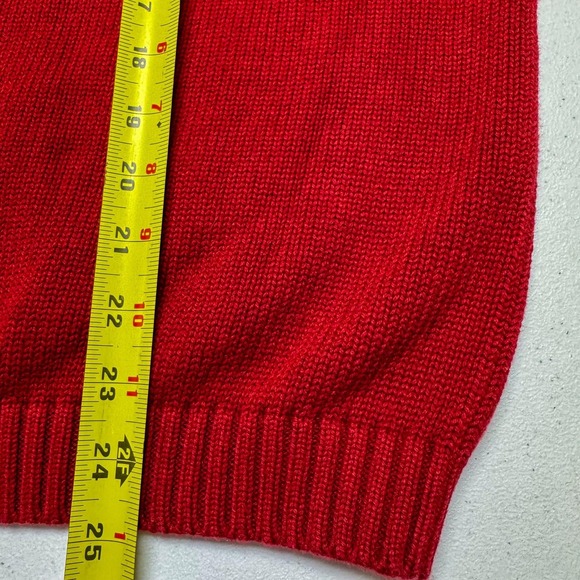 Lands End Sweater Vest Mens Large Red Cotton V Neck Knit Pullover Solid Classic - Picture 7 of 8